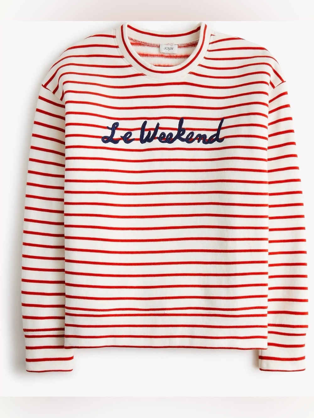 NWT J.Crew Striped "Le Weekend" graphic sweatshirt Size M